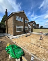 Modern brick house under construction
