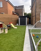 Modern suburban backyard